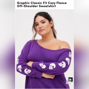 Torrid Purple Skull Off Shoulder Sweater Size 3